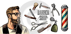 Head hipster and equipment for BarberShop