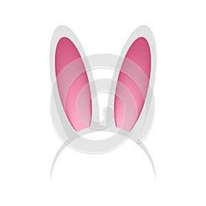 Head hoop with rabbit or hare ears. Headband - bunny mask for celebration, party, festival, Easter. Vector.