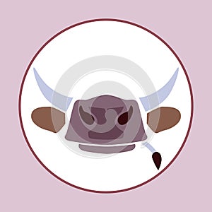 Head, horns and tail of cow logo design. Butcher store, beef. Simle symbol vector