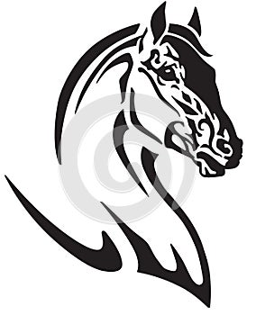 Head of the horse black and white logo