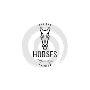 Head horse cattle minimalist line vintage logo design