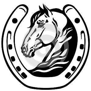 Head of horse in the horseshoe