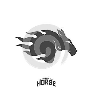 Head Horse logo design vector. Horse Fire logo template. Illustration Vector