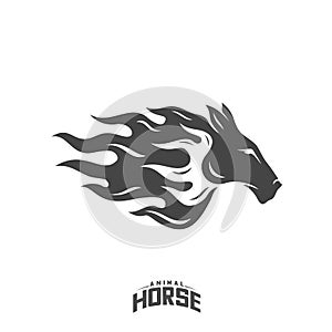 Head Horse logo design vector. Horse Fire logo template. Illustration Vector