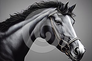 Head Horses on an isolated background. Close-up. Illustration for advertising, cartoons, games, print media. My collection of