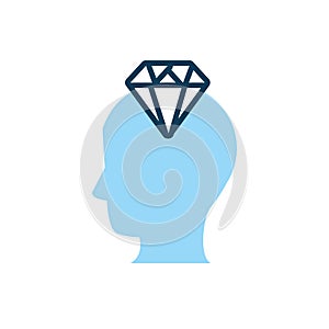 Head human profile with diamond