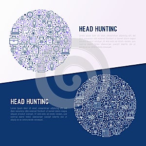 Head hunting concept in circle