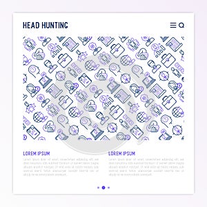 Head hunting concept with thin line icons