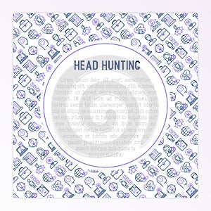 Head hunting concept with thin line icons