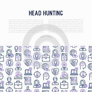 Head hunting concept with thin line icons