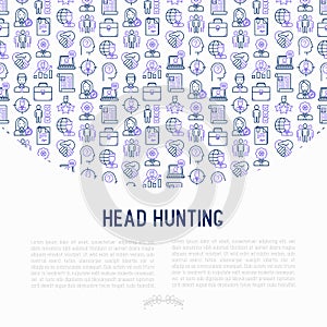 Head hunting concept with thin line icons