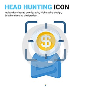 Head hunting icon vector with flat color style isolated on white background. Vector illustration recruitment sign symbol icon