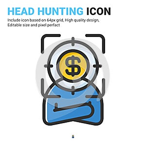 Head hunting icon vector with outline color style isolated on white background. Vector illustration recruitment sign symbol icon