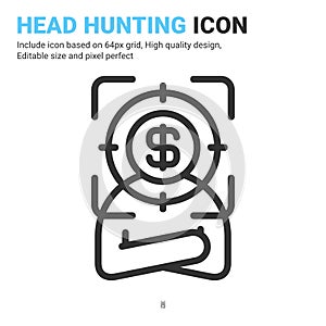 Head hunting icon vector with outline style isolated on white background. Vector illustration recruitment sign symbol icon concept