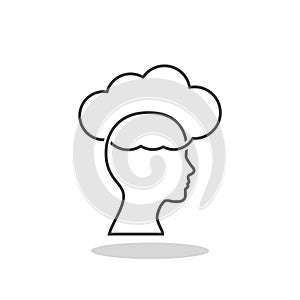 Head icon with cloud and shadow