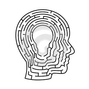 Head idea labyrinth. lamp sign
