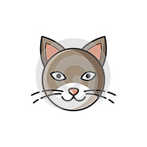 Head Image of Cat Bright Cartoon Vector Isolated