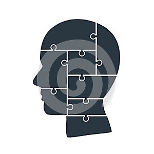 Head info puzzle sign, template design element.