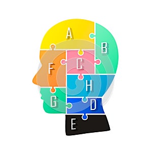 Head info puzzle sign, template design element, Vector illustration