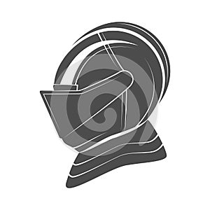 Head of a knight in armor. Vector illustration.