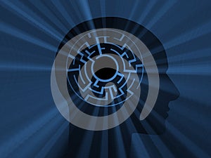 Head with labyrinth. 3D image