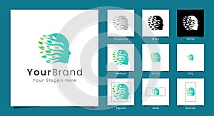 Head and leaf logo idea are perfect for spa, salon, yoga, relaxation, health businesses