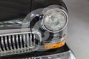 Head-light and grille of old soviet retro style car