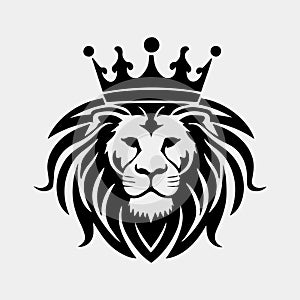 Head of a lion with a crown vector logo