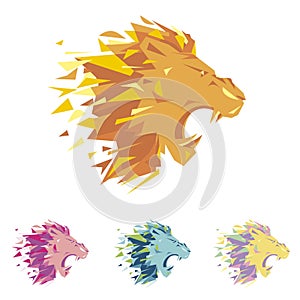 Head of lion is a logo template for the corporate identity of the company`s business, sports club, brand of clothing or equipment.