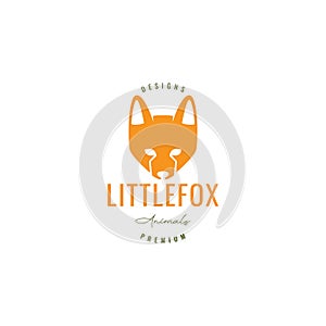 head little fox animal nocturnal flat logo design vector icon illustration