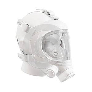 a head mannequin with a gas mask isolated on a white background