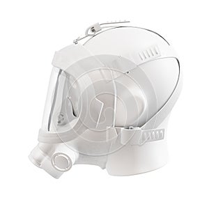 a head mannequin with a gas mask isolated on a white background