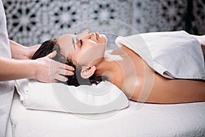 Head massage with using a varity of herbal oils