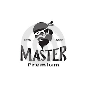 Head master beard ninja logo design vector graphic symbol icon illustration creative idea