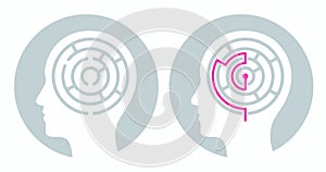 Head with maze, mind puzzle