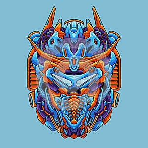 Head mecha detailed vector illustration