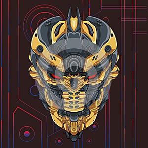 Head mecha mascot illustration