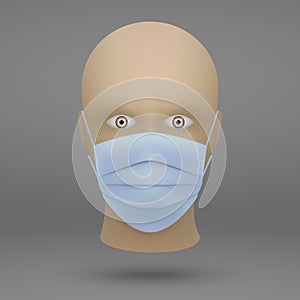 head with medical face mask