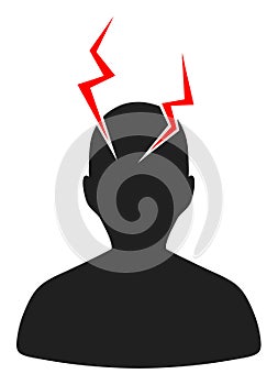Head Migrain Sick Vector Icon Illustration