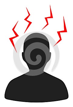 Head Migrain Strikes Raster Icon Illustration