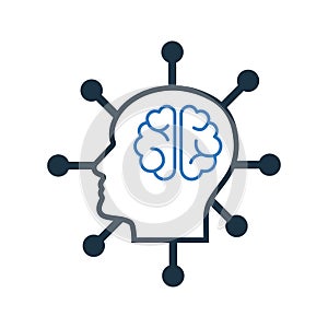 Head, mind map icon. Outline vector