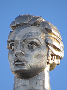 Head of Mother Motherland statue close up in Kiev