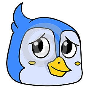 The head penguin blushed with embarrassment in love. doodle icon drawing