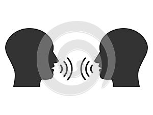 Head, people, listen and speak icon. Vector illustration, flat design