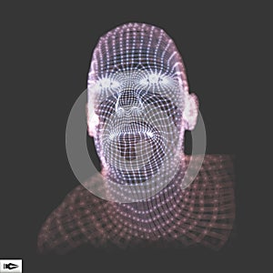 Head of the Person from a 3d Grid. 3D Geometric Face Design