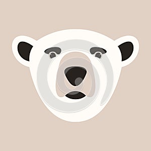 Head polar bear, vector illustration, flat style, front