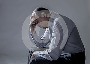 Head portrait of senior mature old man on his 60s looking sad and worried suffering pain and depression in sadness face expression