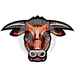 Head of powerful horned bull