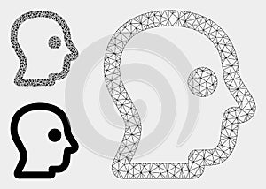 Head Profile Vector Mesh Network Model and Triangle Mosaic Icon