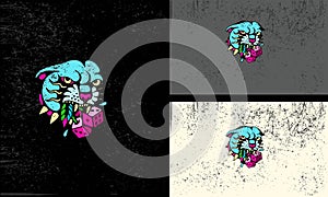 head puma and dice vector illustration mascot design